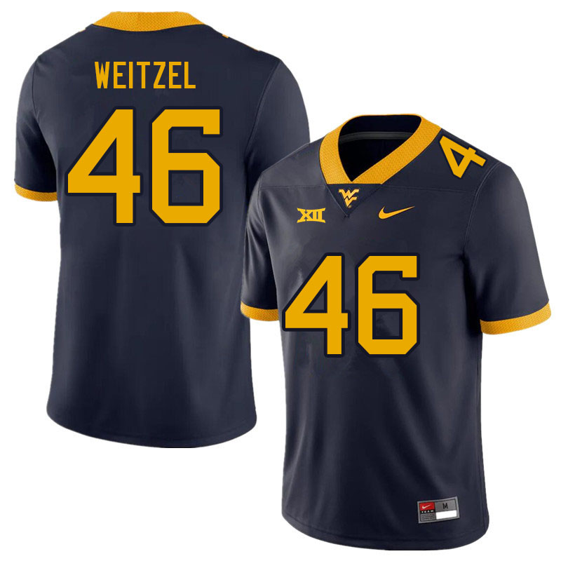 Men #46 Trace Weitzel West Virginia Mountaineers College Football Jerseys Sale-Navy